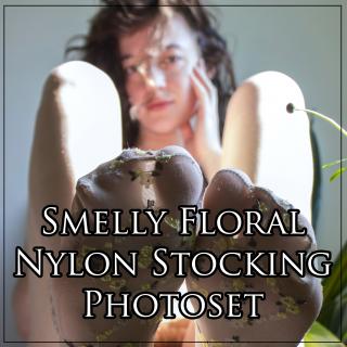 Smelly Floral Nylon Stocking Photoset photo gallery by Lucy LaRue