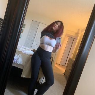 Black leggings and Calvin Kleins sports bra and panties photo gallery by PetiteFireFoxxxy