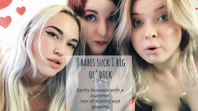 3 chicks suck 1 big ol’ dick!